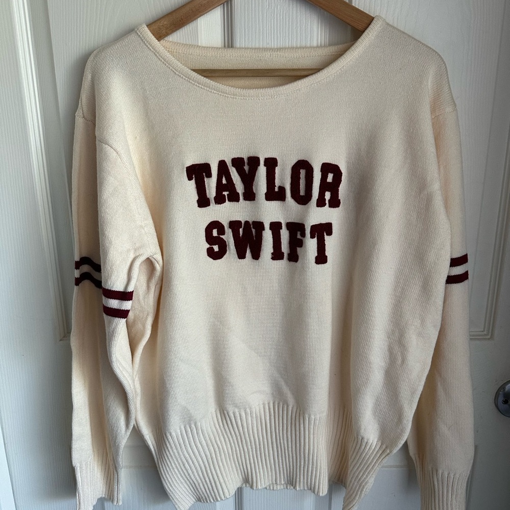 Taylor Swift Ivory and Maroon Sweater